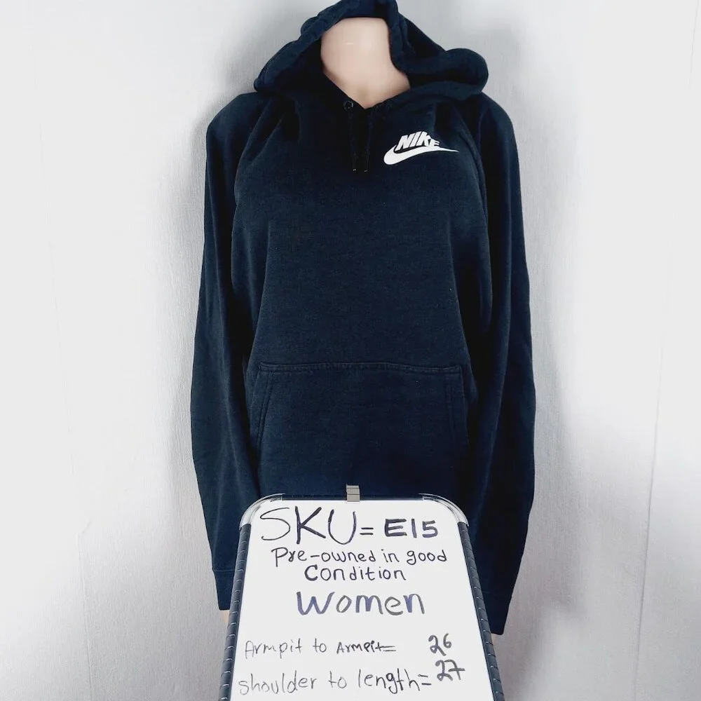 Nike Women's Black Sportswear Rally Funnel Neck Fleece Pullover Hoodie Size L